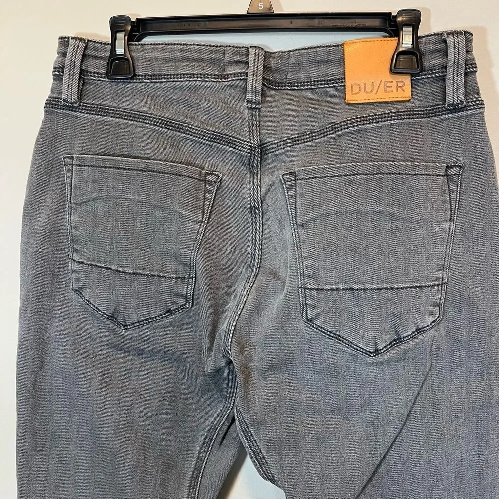 Du/er Jeans Men’s L2X Relaxed Taper Fit Gray Denim Stretch 31x28
